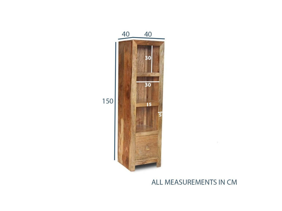 Ex Display Light Dakota Mango Wood Slim Drawer 40cm Bookcase - One Available