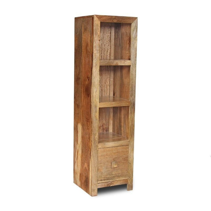 Ex Display Light Dakota Mango Wood Slim Drawer 40cm Bookcase - One Available