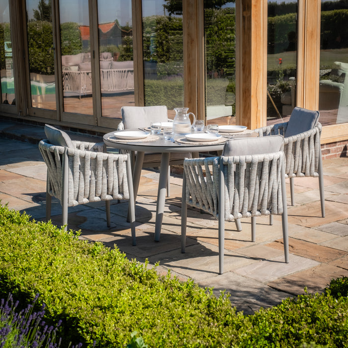 Milan Rope Weave 4 Seat Round Dining Set