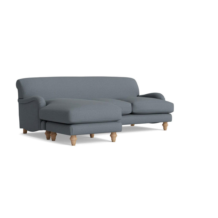 Reine Chaise Left Hand Facing Sofa - Pebble Blue Cotton Linen