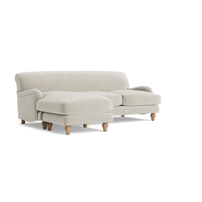 Reine Chaise Left Hand Facing Sofa - Silver Velvet