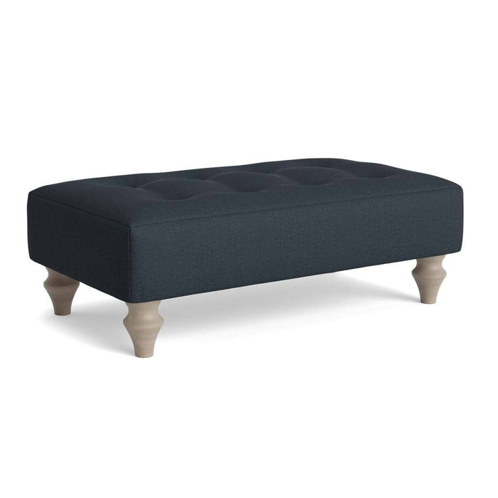 Visby Ottoman - Nordic Blue Cotton Linen