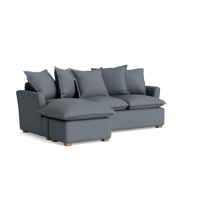 Umea Chaise Left Hand Facing Sofa - Pebble Blue Cotton Linen