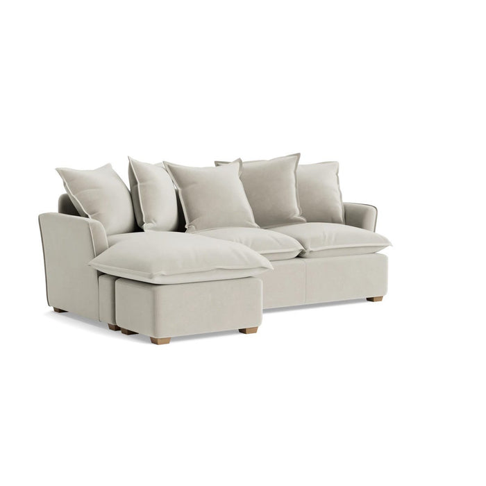 Umea Chaise Left Hand Facing Sofa - Silver Velvet