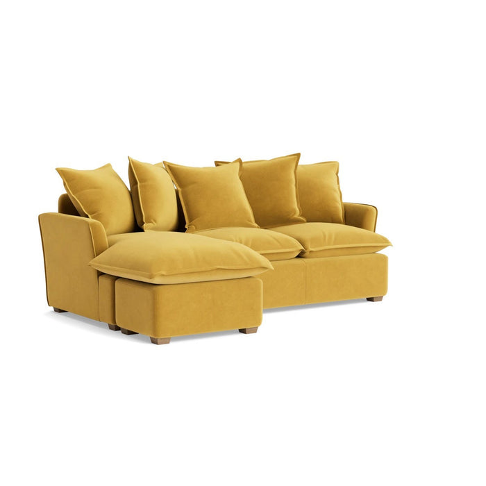 Umea Chaise Left Hand Facing Sofa â€“ Mustard Velvet