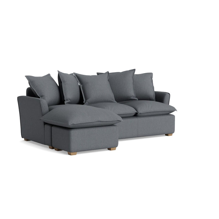 Umea Chaise Left Hand Facing Sofa Slate Blue Herringbone