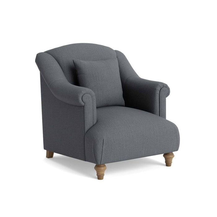 Artes Armchair â€“ Slate Blue Herringbone