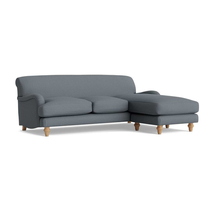 Reine Chaise Right Hand Facing Sofa - Pebble Blue Cotton Linen