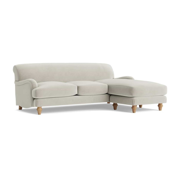 Reine Chaise Right Hand Facing Sofa - Silver Velvet