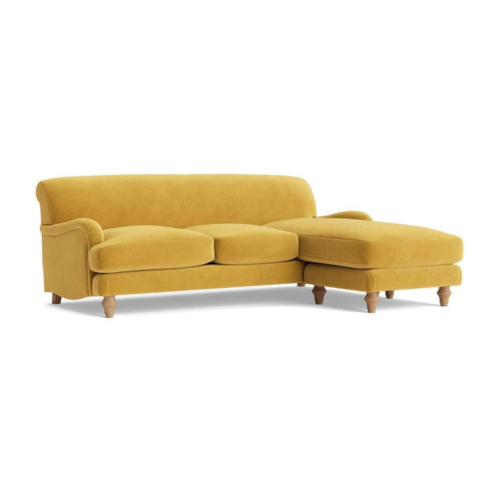 Reine Chaise Right Hand Facing Sofa â€“ Mustard Velvet