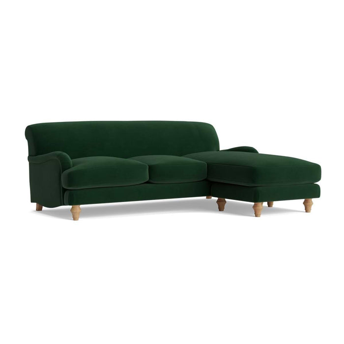 Reine Chaise Right Hand Facing Sofa â€“ Forest Green Velvet