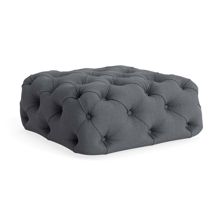 Sarnia Ottoman â€“ Slate Blue Herringbone