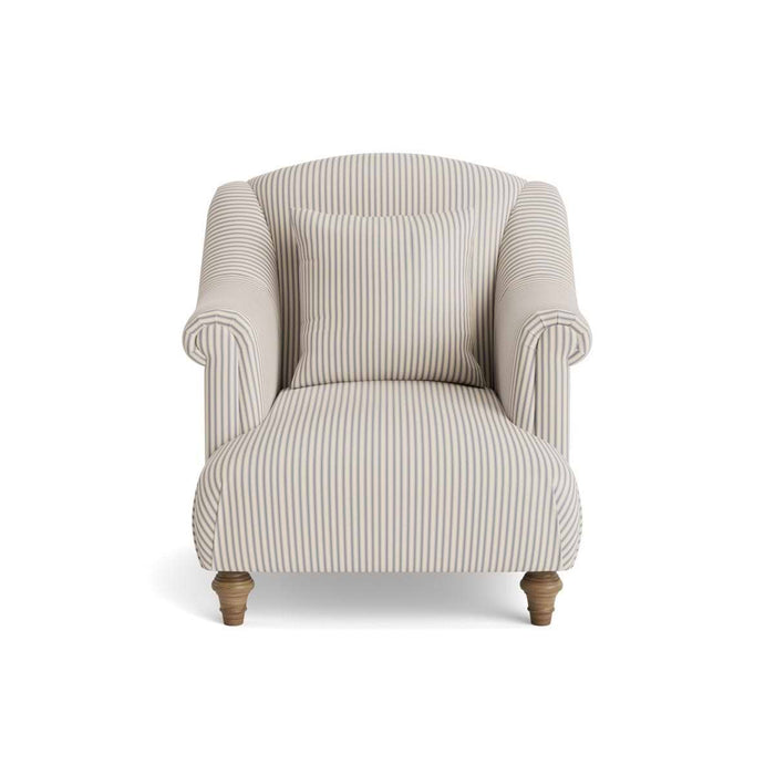 Artes Armchair Dusky Blue Cotton Stripe