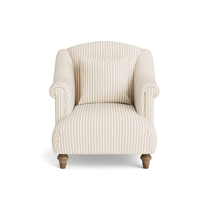 Artes Armchair â€“ Soft Eau De Nil Wide Cotton Stripe