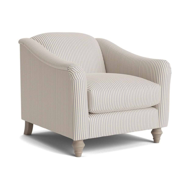 Assan Armchair â€“ Dusky Blue Cotton Stripe
