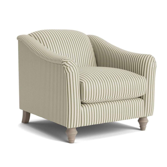Assan Armchair â€“ Eucalyptus Wide Cotton Stripe