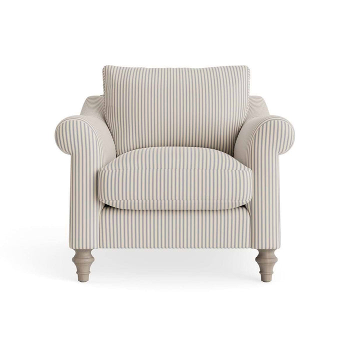 Kalmar Armchair Dusky Blue Cotton Stripe