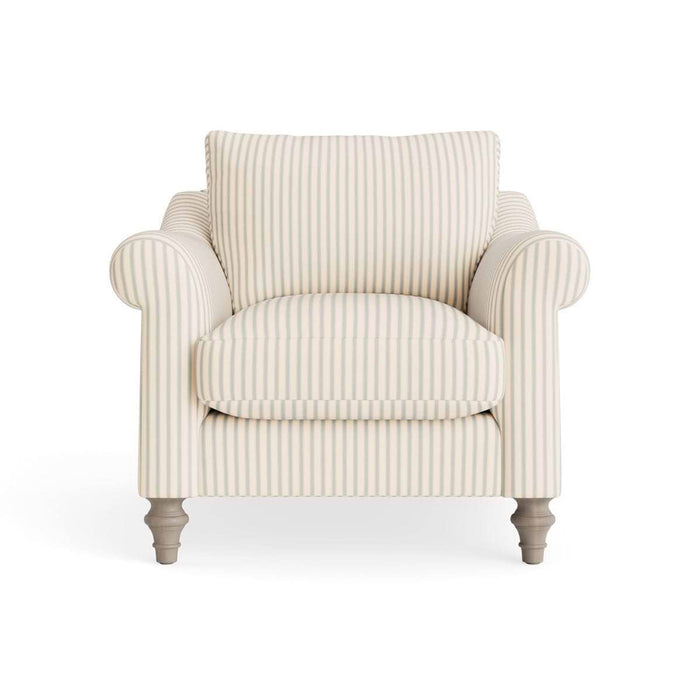 Kalmar Armchair â€“ Soft Eau De Nil Wide Cotton Stripe