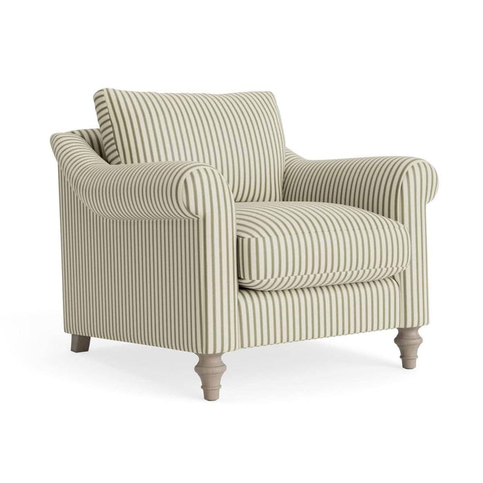 Kalmar Armchair â€“ Eucalyptus Wide Cotton Stripe