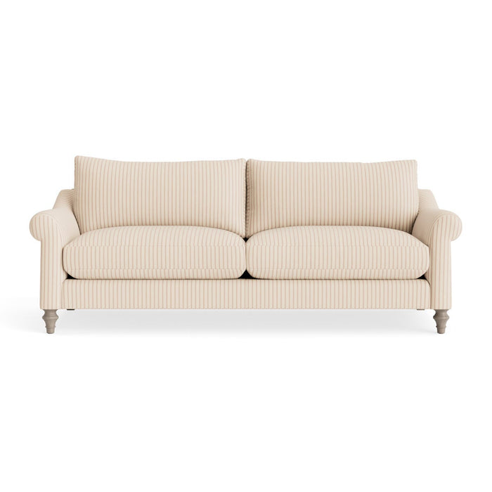 Kalmar Three Seater Sofa Warm Sand Wide Cotton Stripe