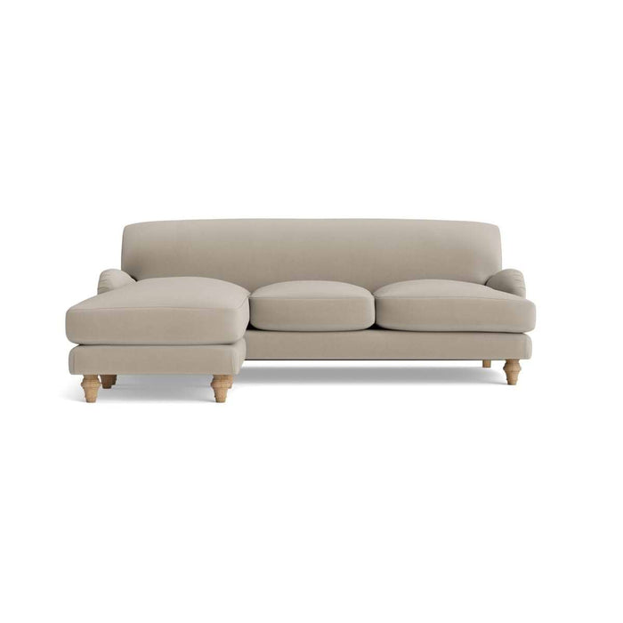 Reine Chaise Left Hand Facing Sofa - Soft Grey Opulent Cotton Velvet