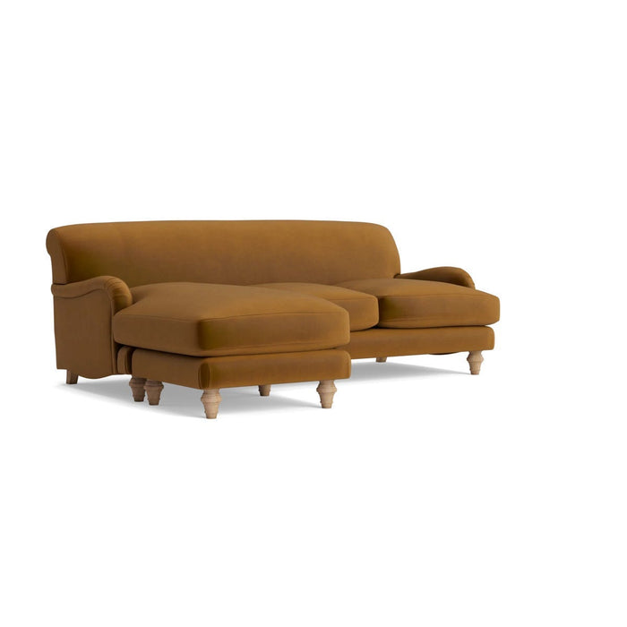 Reine Chaise Left Hand Facing Sofa - Tobacco Opulent Cotton Velvet