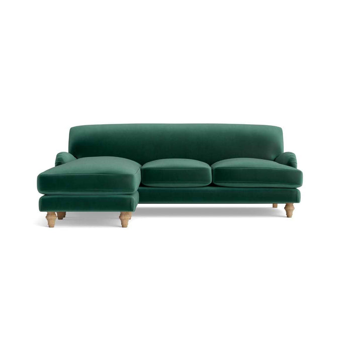 Reine Chaise Left Hand Facing Sofa - Evergreen Opulent Cotton Velvet