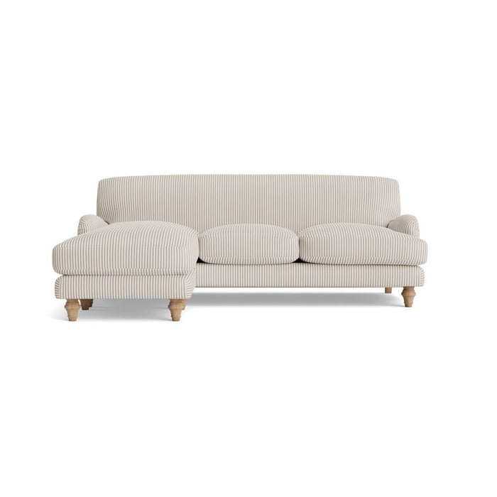 Reine Chaise Left Hand Facing Sofa - Dusky Blue Cotton Stripe