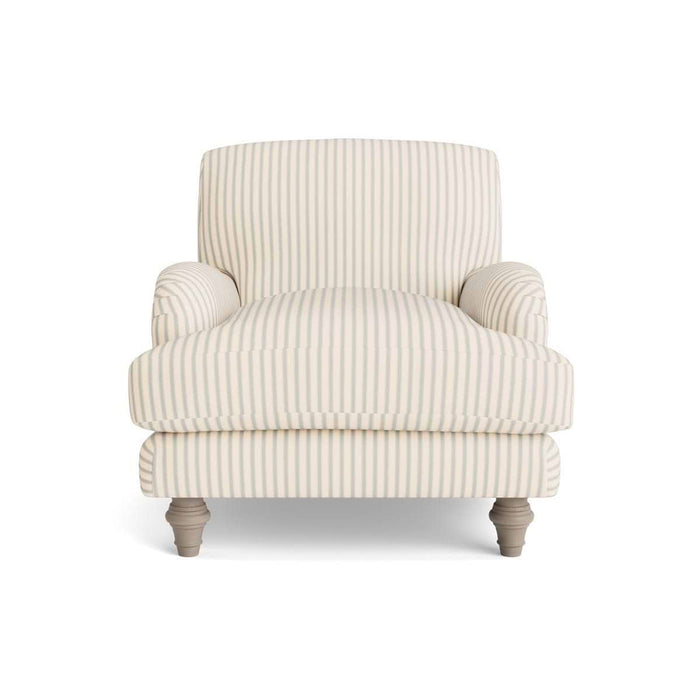 Reine Arm Chair â€“ Soft Eau De Nil Wide Cotton Stripe