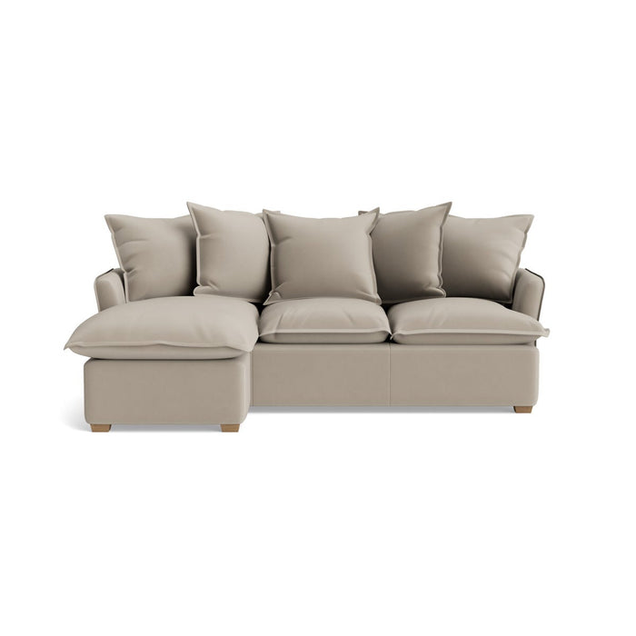 Umea Chaise Left Hand Facing Sofa - Soft Grey Opulent Cotton Velvet