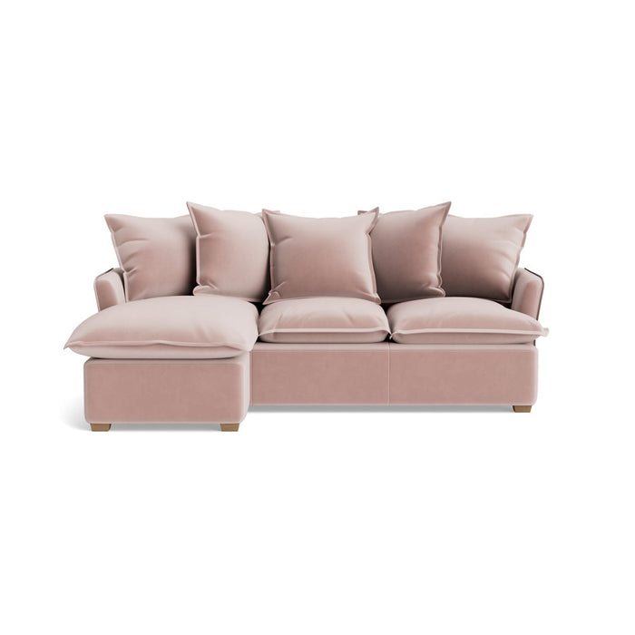 Umea Chaise Left Hand Facing Sofa - Delicate Rose Opulent Cotton Velvet