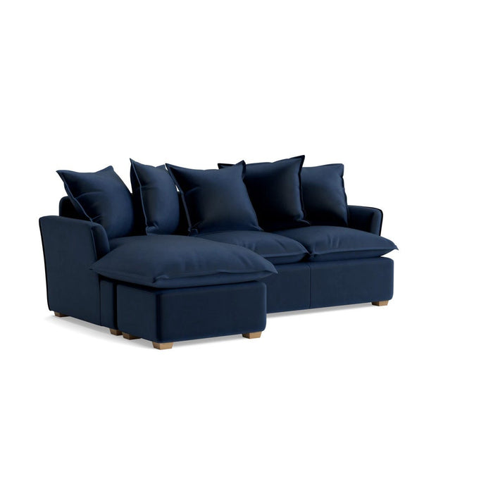 Umea Chaise Left Hand Facing Sofa - Navy Opulent Cotton Velvet