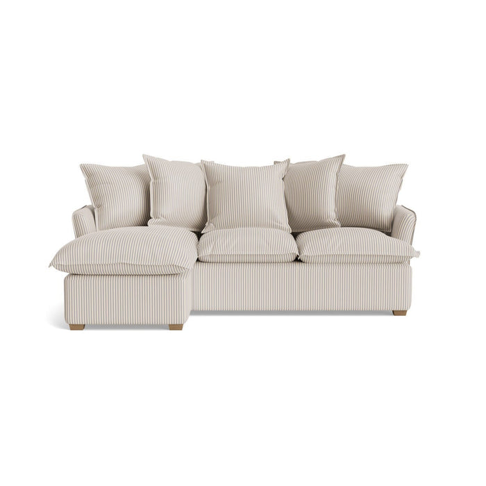 Umea Chaise Left Hand Facing Sofa - Dusky Blue Cotton Stripe