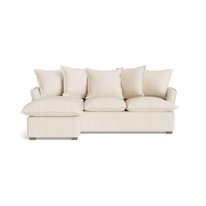 Umea Chaise Left Hand Facing Sofa - Soft Eau De Nil Wide Cotton Stripe