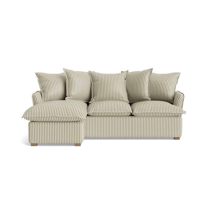 Umea Chaise Left Hand Facing Sofa - Eucalyptus Wide Cotton Stripe
