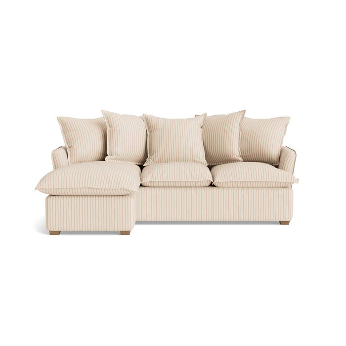 Umea Chaise Left Hand Facing Sofa - Warm Sand Wide Cotton Stripe