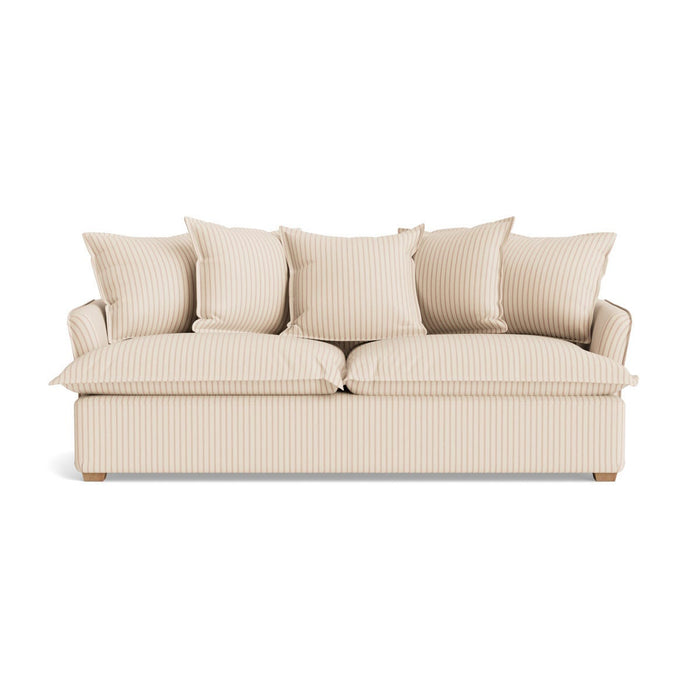 Umea Three Seater Sofa â€“ Warm Sand Wide Cotton Stripe