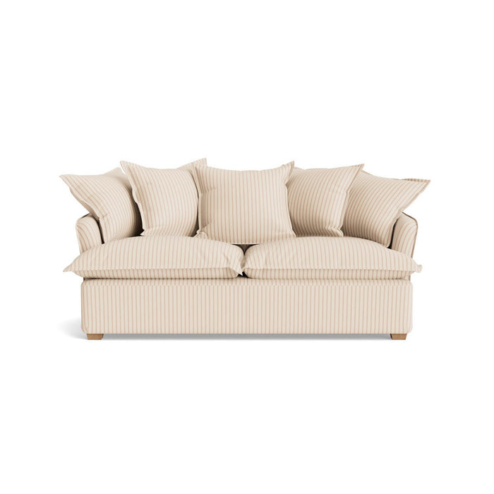 Umea Two Seater Sofa Warm Sand Wide Cotton Stripe