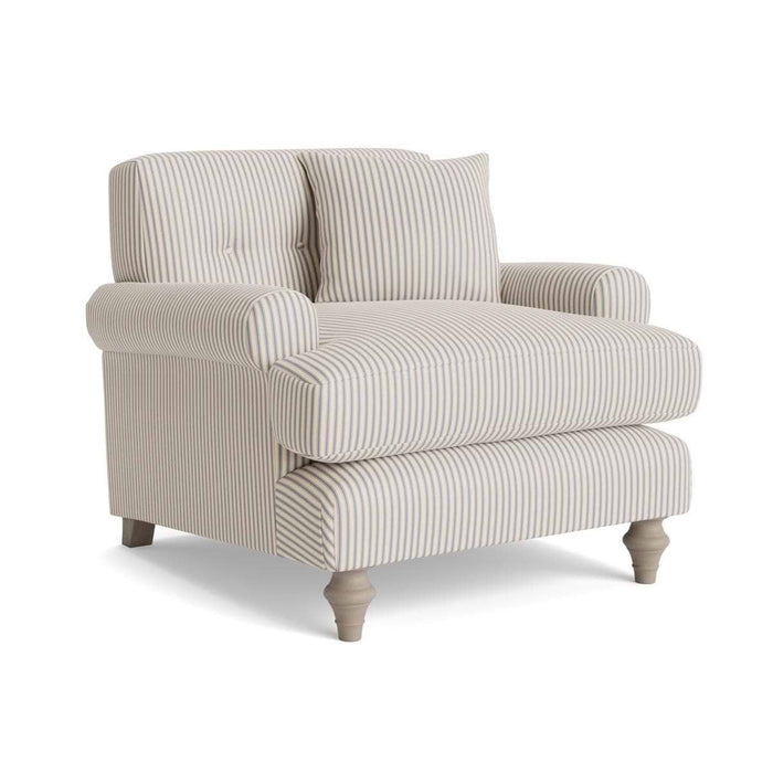 Visby Armchair Dusky Blue Cotton Stripe
