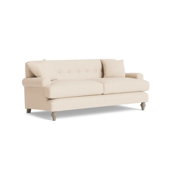 Visby Two Seater Sofa â€“ Warm Sand Wide Cotton Stripe