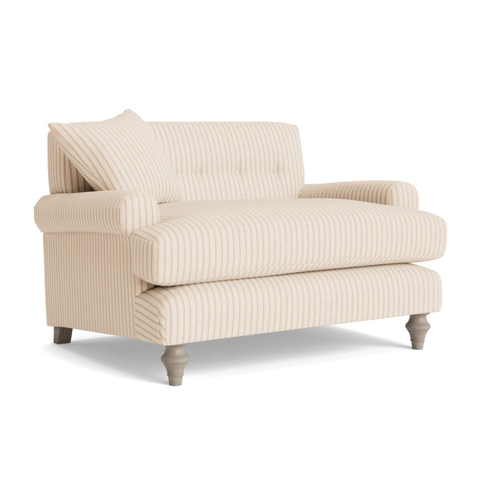 Visby Loveseat â€“ Warm Sand Wide Cotton Stripe