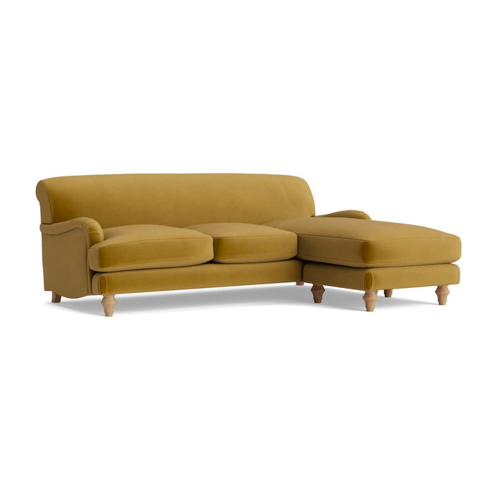 Reine Chaise Right Hand Facing Sofa Ã¢â‚¬â€œ Cumin Opulent Cotton Velvet