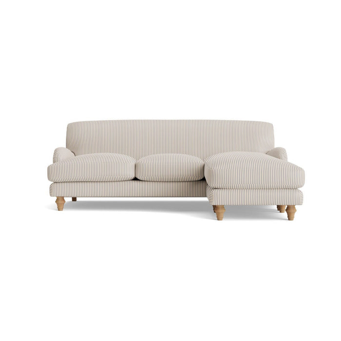 Reine Chaise Right Hand Facing Sofa Ã¢â‚¬â€œ Dusky Blue Cotton Stripe
