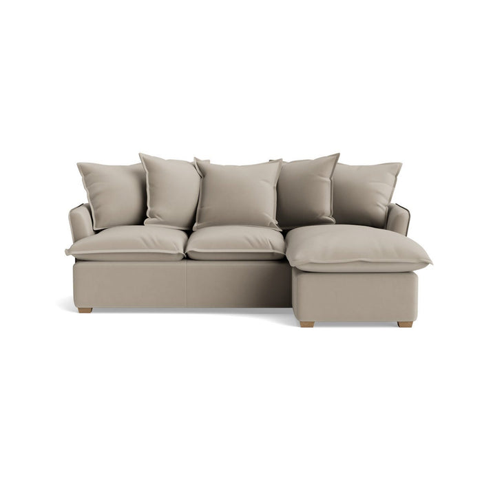 Umea Chaise Right Hand Facing Sofa - Soft Grey Opulent Cotton Velvet