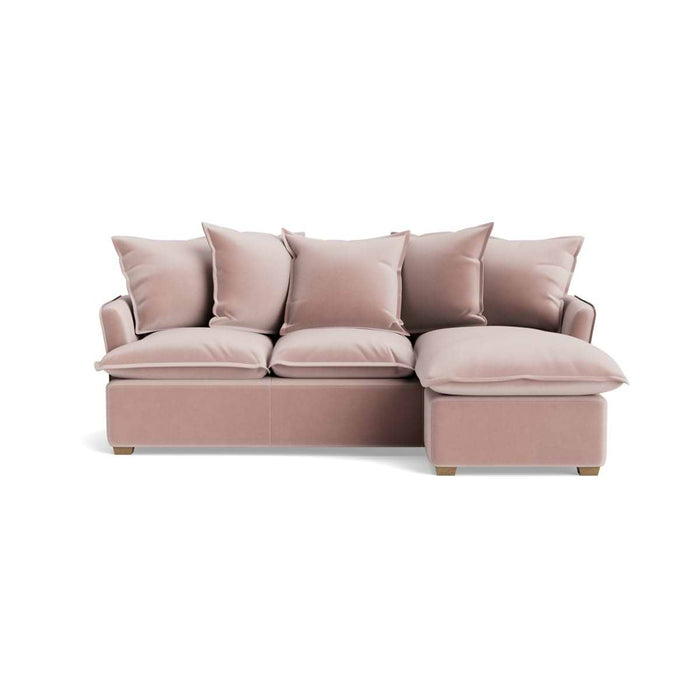 Umea Chaise Right Hand Facing Sofa - Delicate Rose Opulent Cotton Velvet