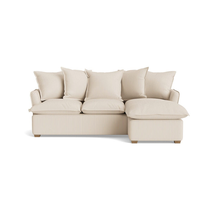 Umea Chaise Right Hand Facing Sofa - Soft Eau De Nil Cotton Stripe