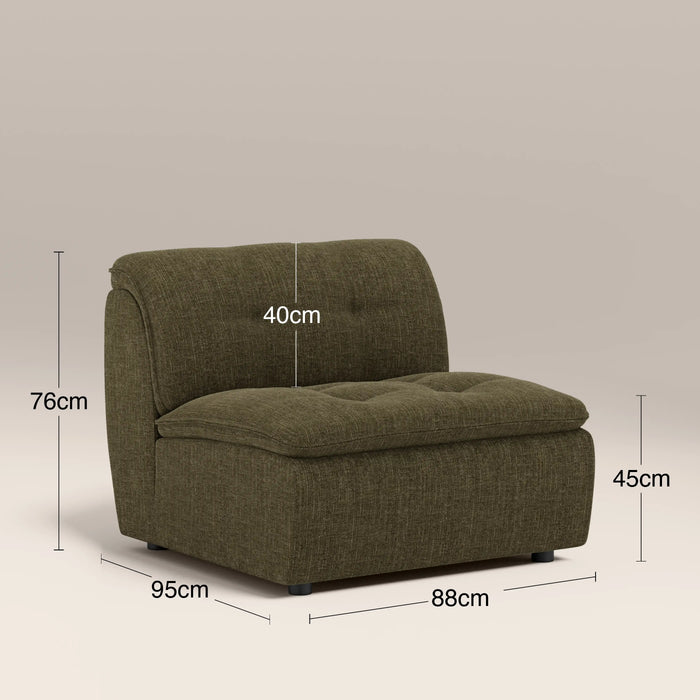 Bamba Armless Module Section | Olive Green Velvet Chenille