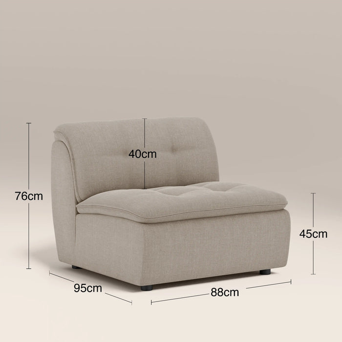 Bamba Armless Module Section | Pebble Grey Velvet Chenille