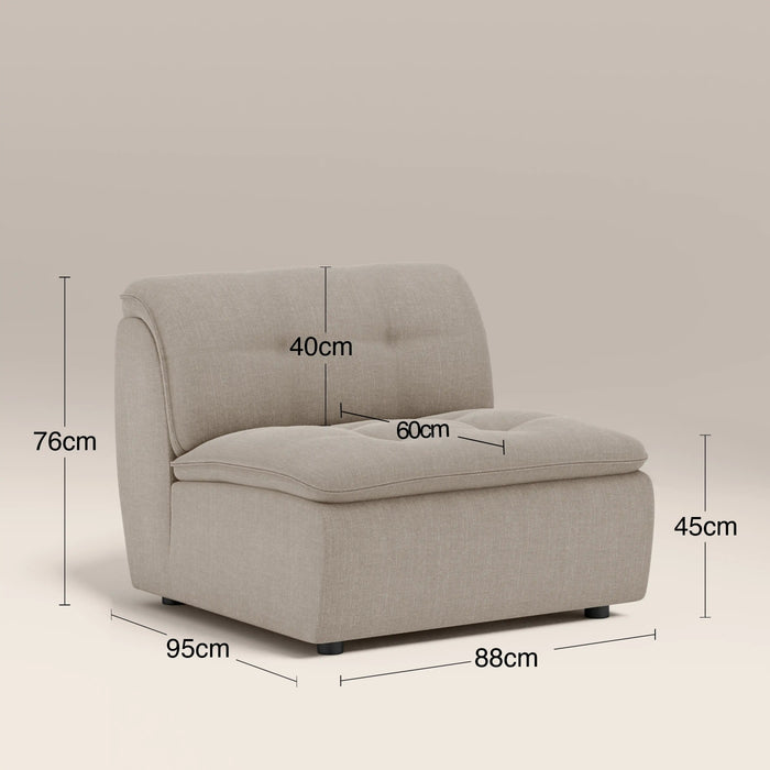 Bamba Armless Module Section Pebble Grey Velvet Chenille