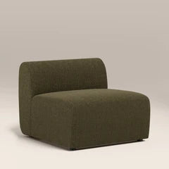 Malmo Armless Module Section | Olive Green Velvet Chenille
